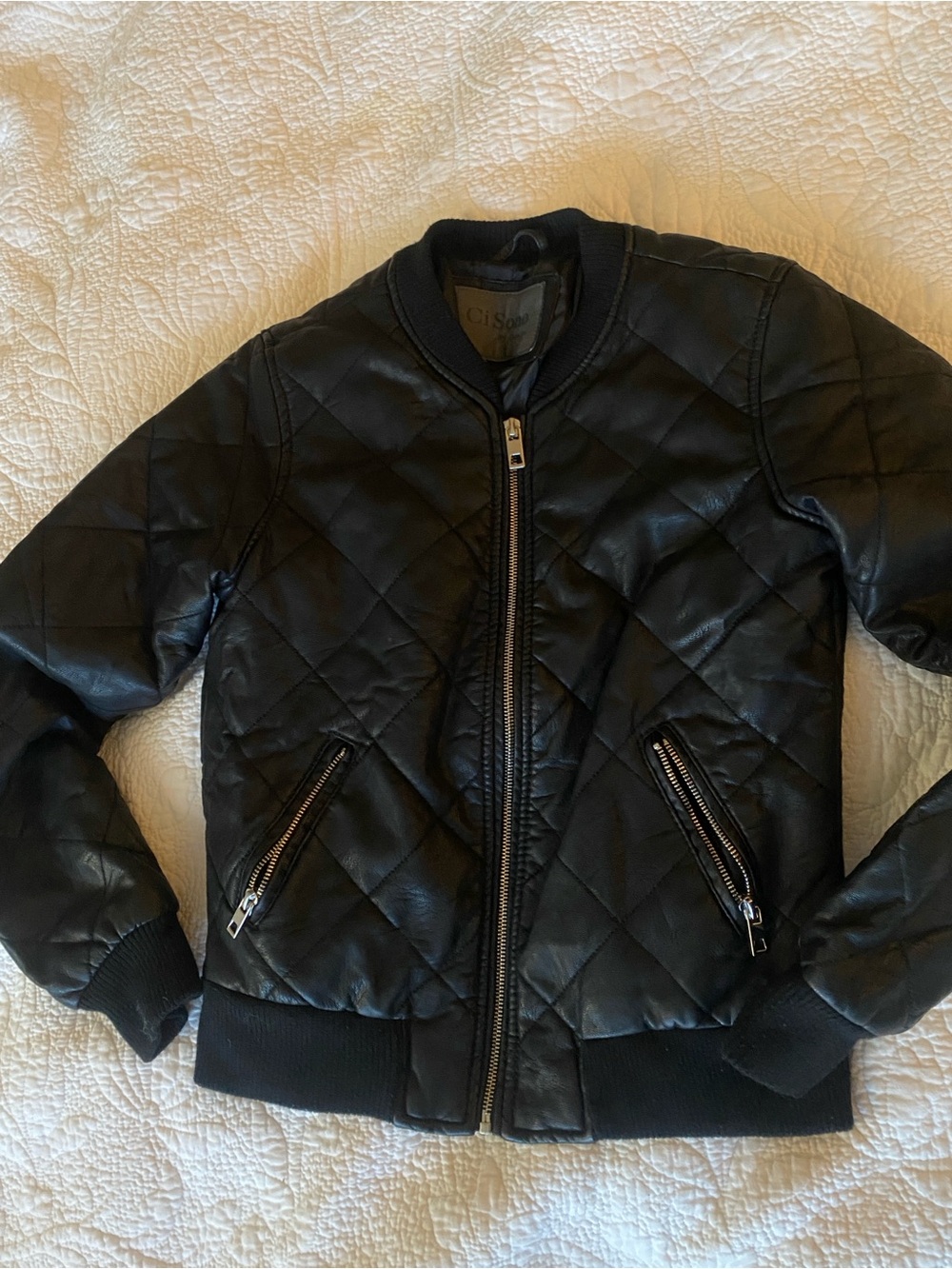 Ci Sono Genuine Leather Quilted Moto Bomber Jacket Black Luxury Size S
Gorgeous - Picture 5 of 5